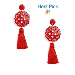 Zenzii Allure Tassel Drop Earrings in Red